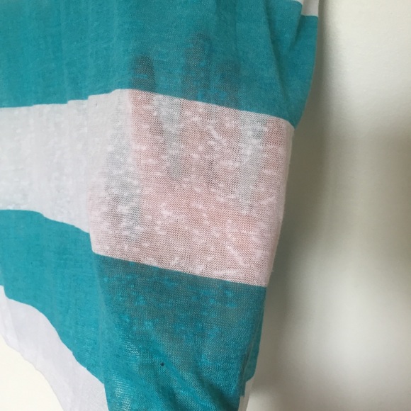 Striped T-shirt -Turquoise and White- Small - Picture 2 of 3